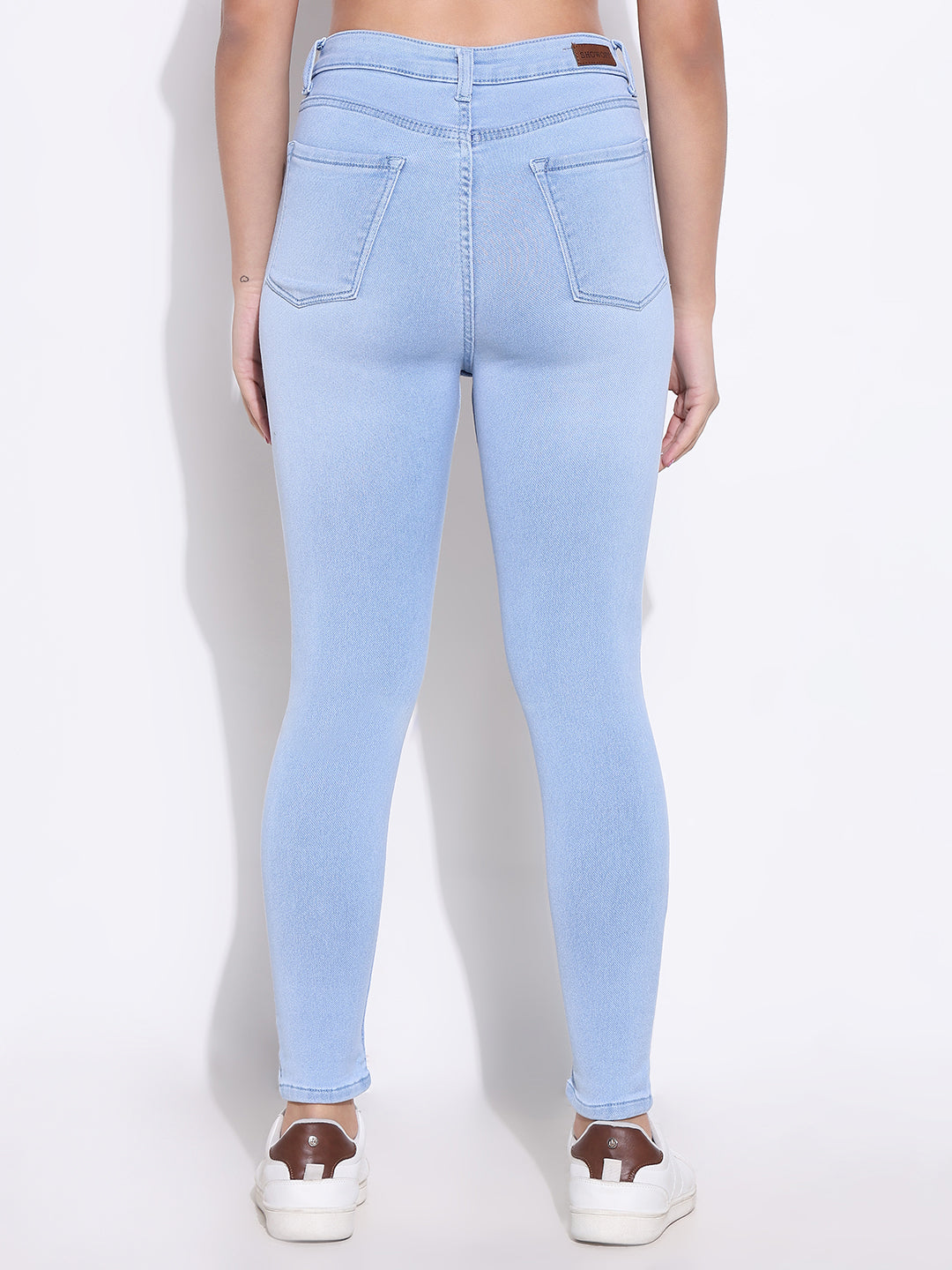 Women's Blue Solid Skinny Fit Denim Jeans