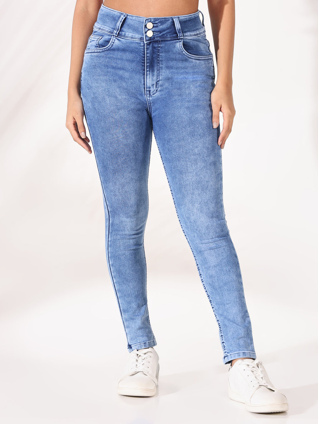 Women Solid Blue Slim Fit Jeans