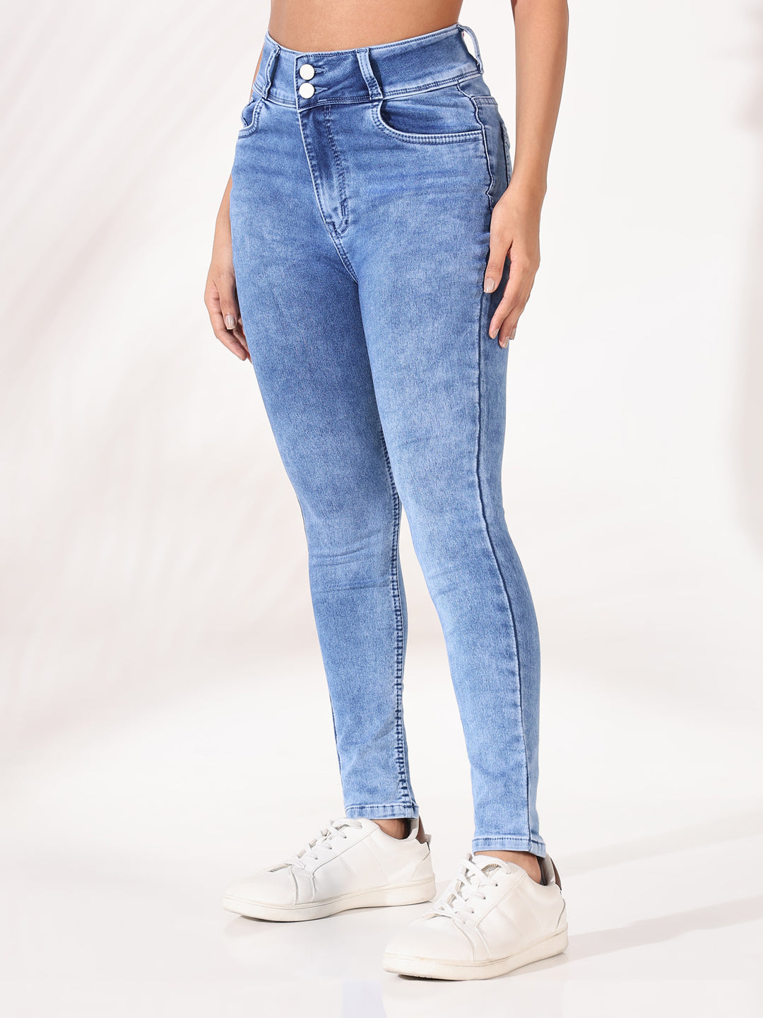 Women Solid Blue Slim Fit Jeans