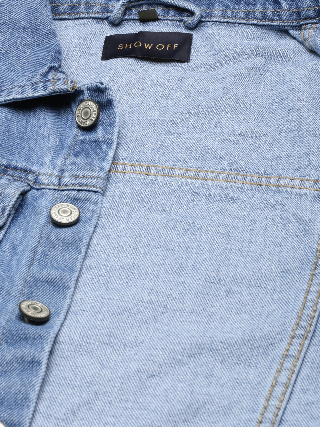 Women's Blue Spread Collar Crop Denim Jacket