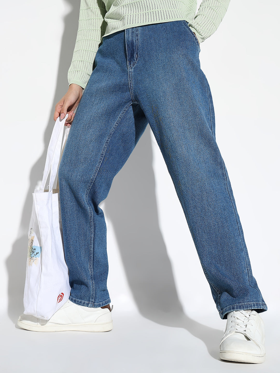 Women Blue Mom Fit Jeans