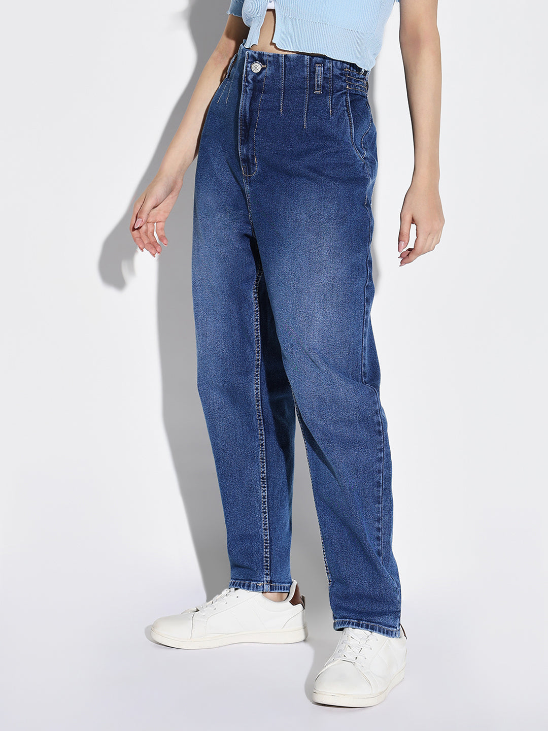 Women Blue Mom Fit Jeans