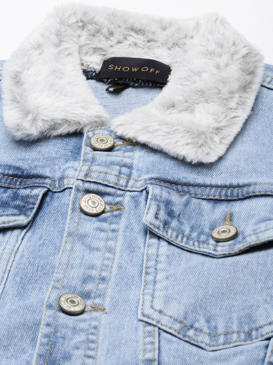 Women Blue Solid Denim Jacket