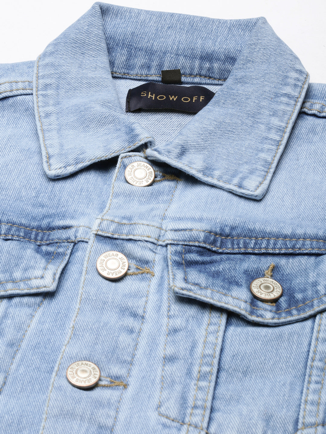 Women Blue Solid Denim Jacket