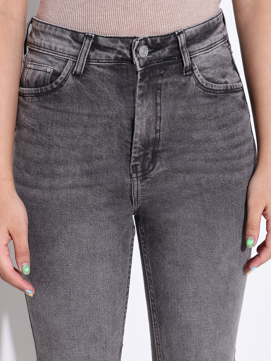 Women Solid Grey Bootcut Jeans