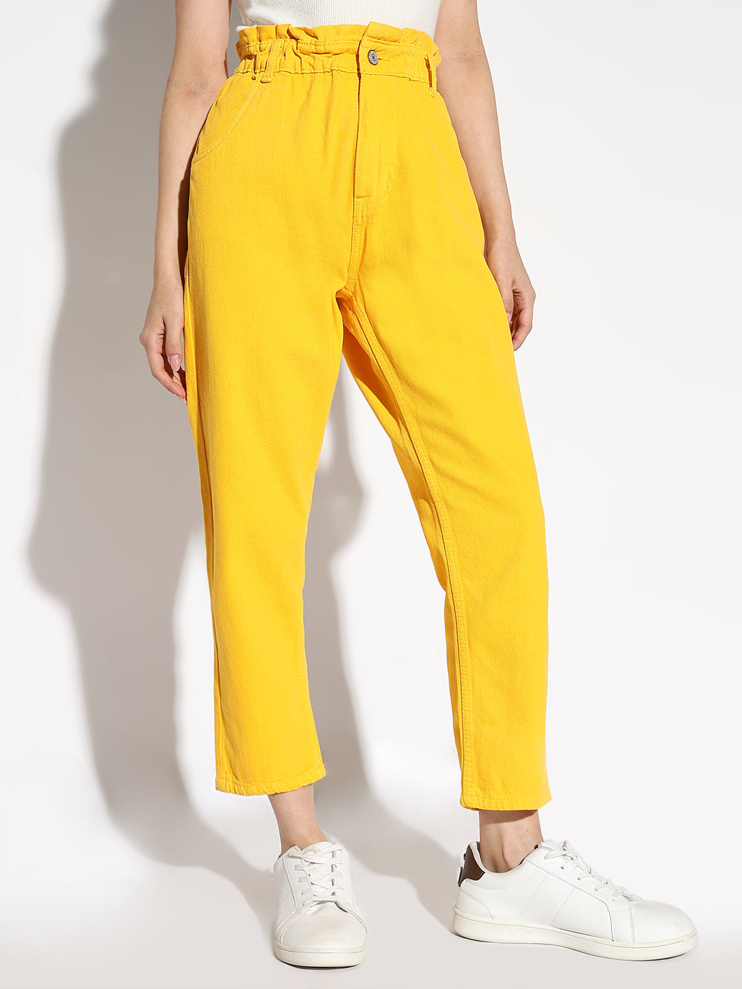 Women Yellow Mom Fit Jeans