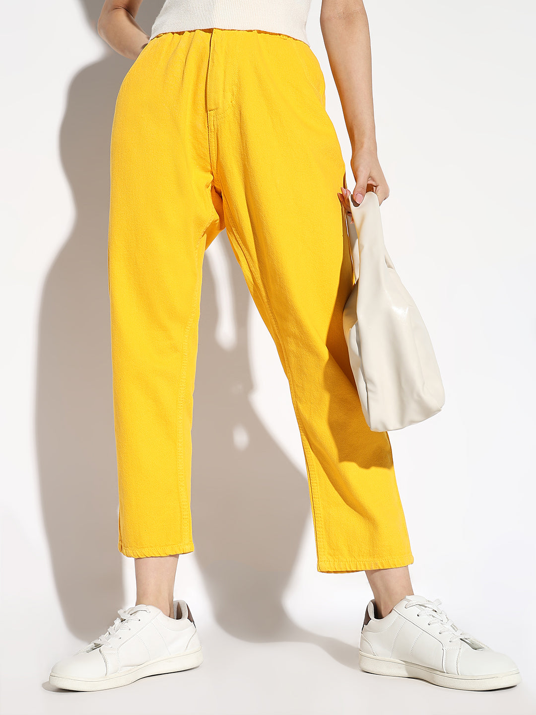 Women Yellow Mom Fit Jeans