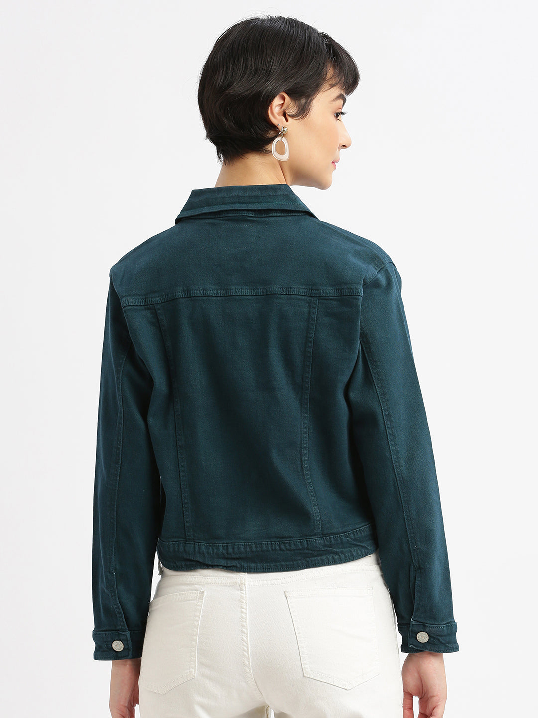 Women Teal Denim Jacket