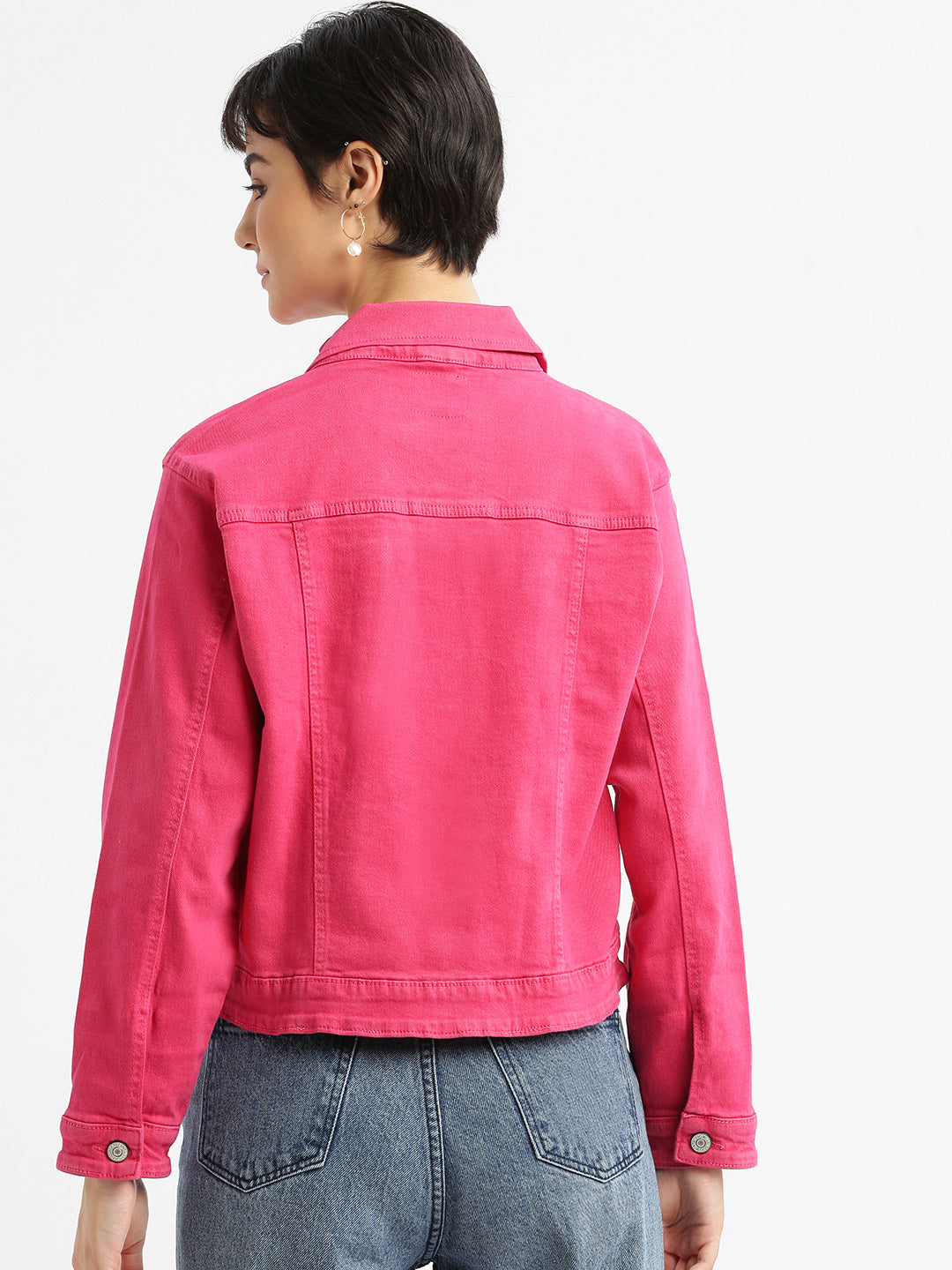 Women Pink Denim Jacket