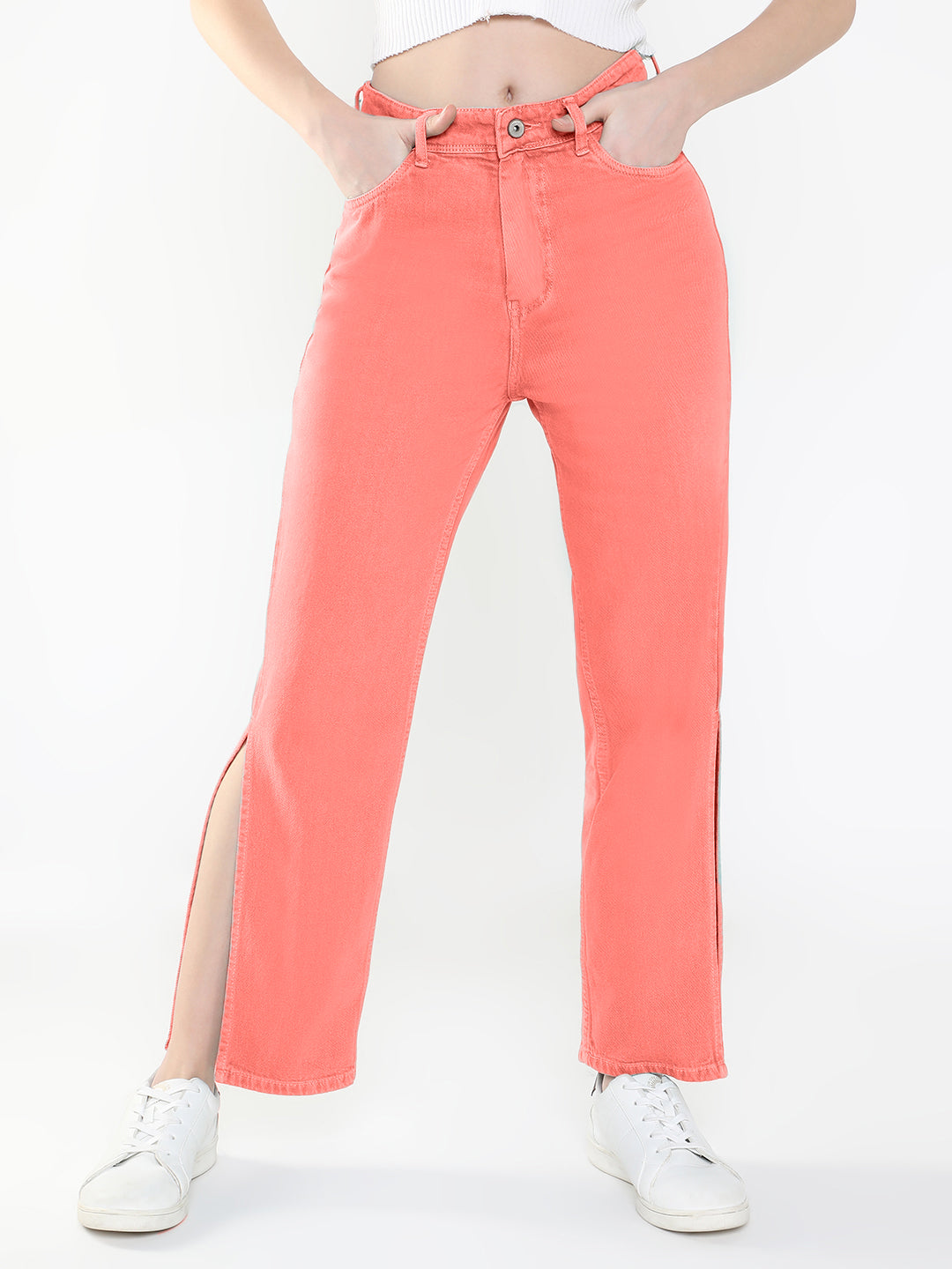 Women Pink Straight Fit Jeans