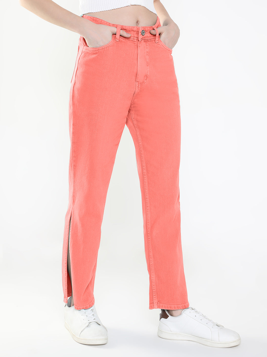 Women Pink Straight Fit Jeans