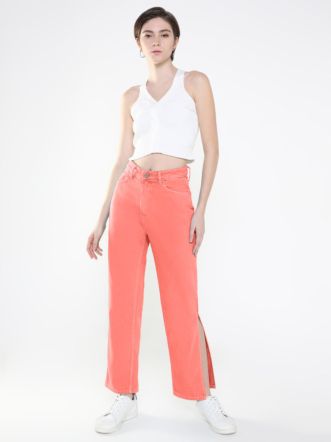 Women Pink Straight Fit Jeans