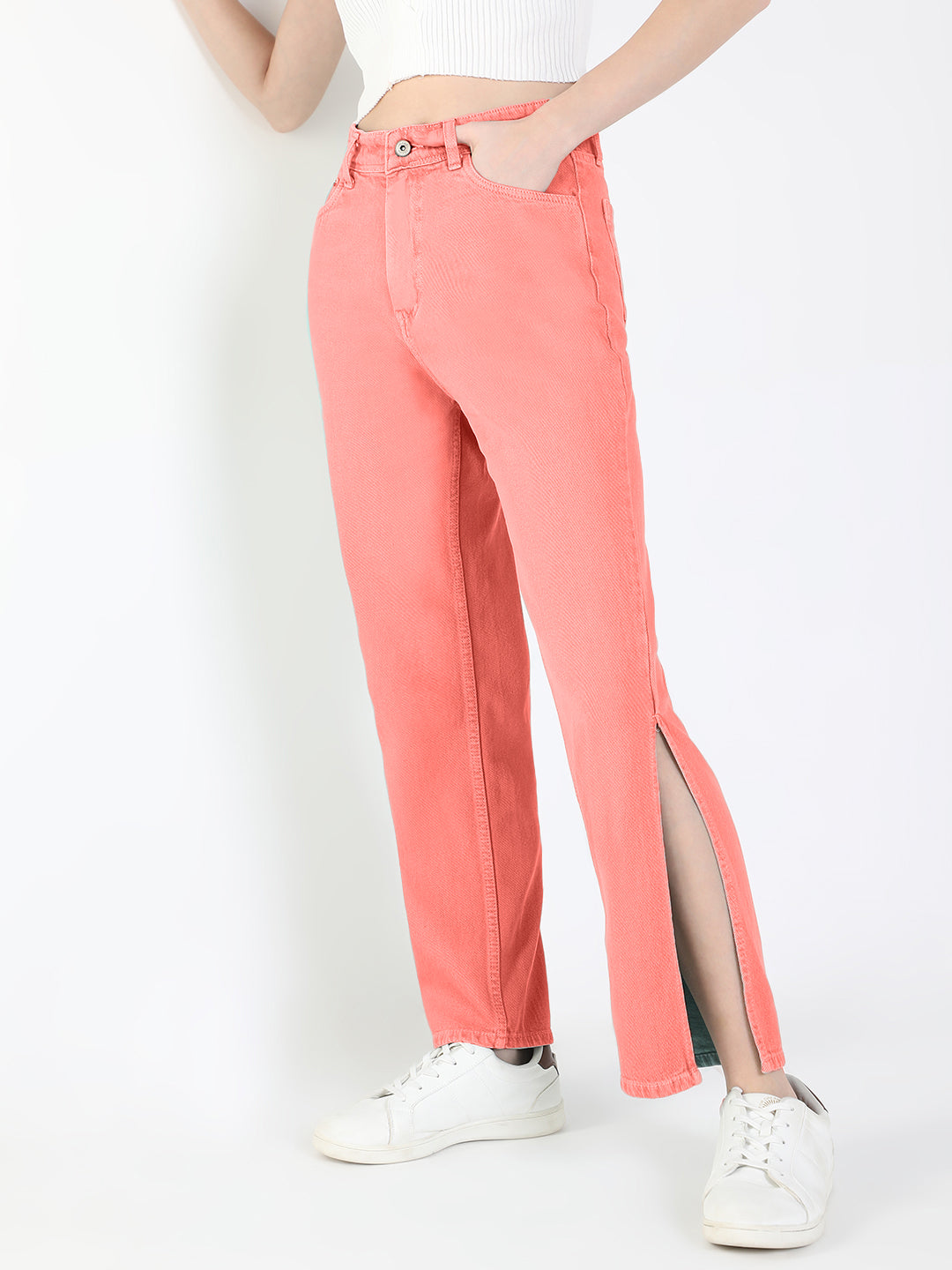 Women Pink Straight Fit Jeans