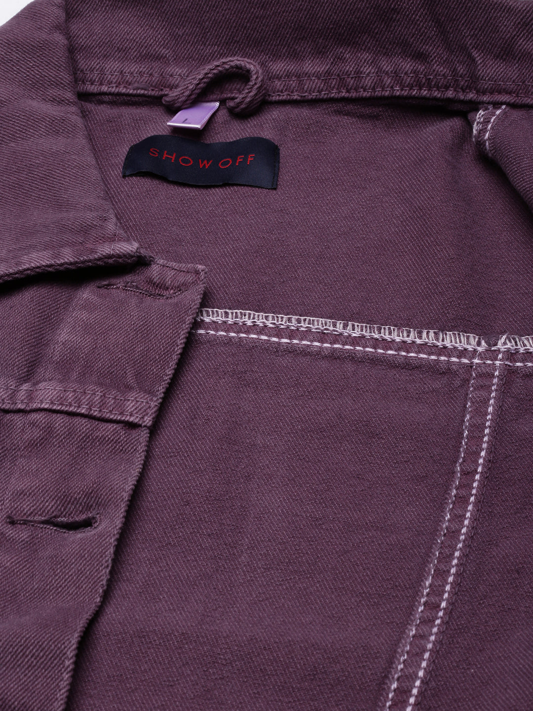 Women Violet Solid Denim Jacket