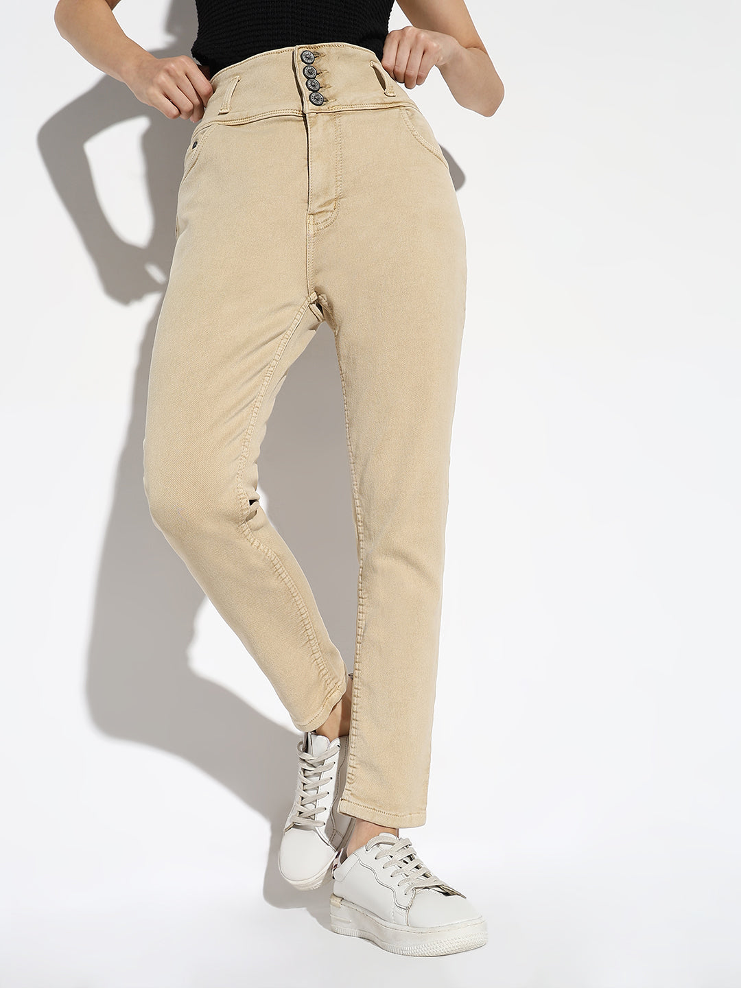 Women Beige Slim Fit Jeans