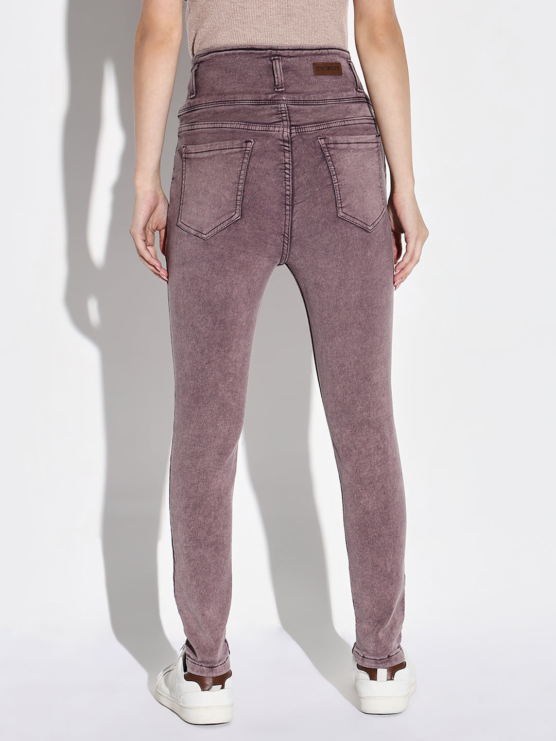 Women's Purple Comfort Slim Fit Light Fade Acid Wash Jeans