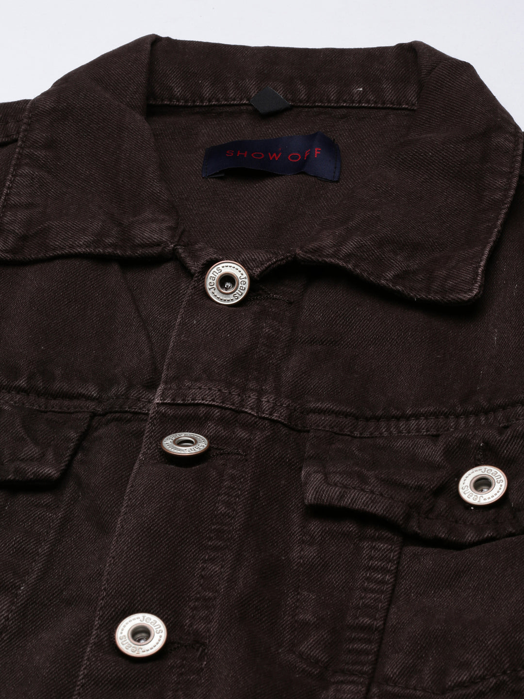 Women's Brown Cotton Shirt Collar Basic Jumpsuit