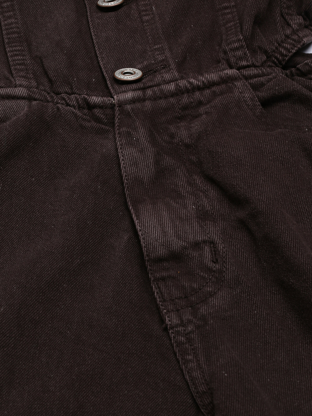 Women's Brown Cotton Shirt Collar Basic Jumpsuit