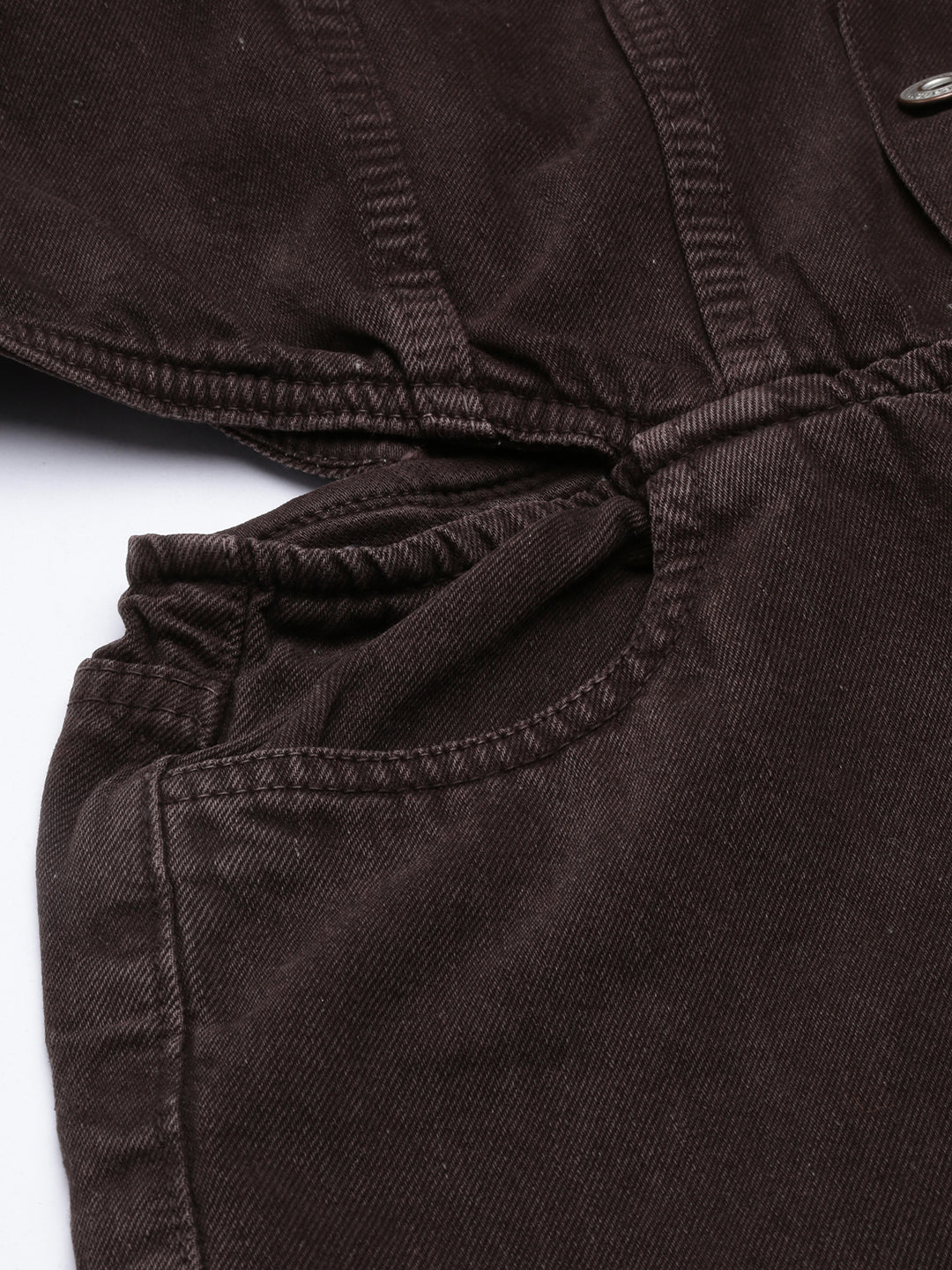 Women's Brown Cotton Shirt Collar Basic Jumpsuit