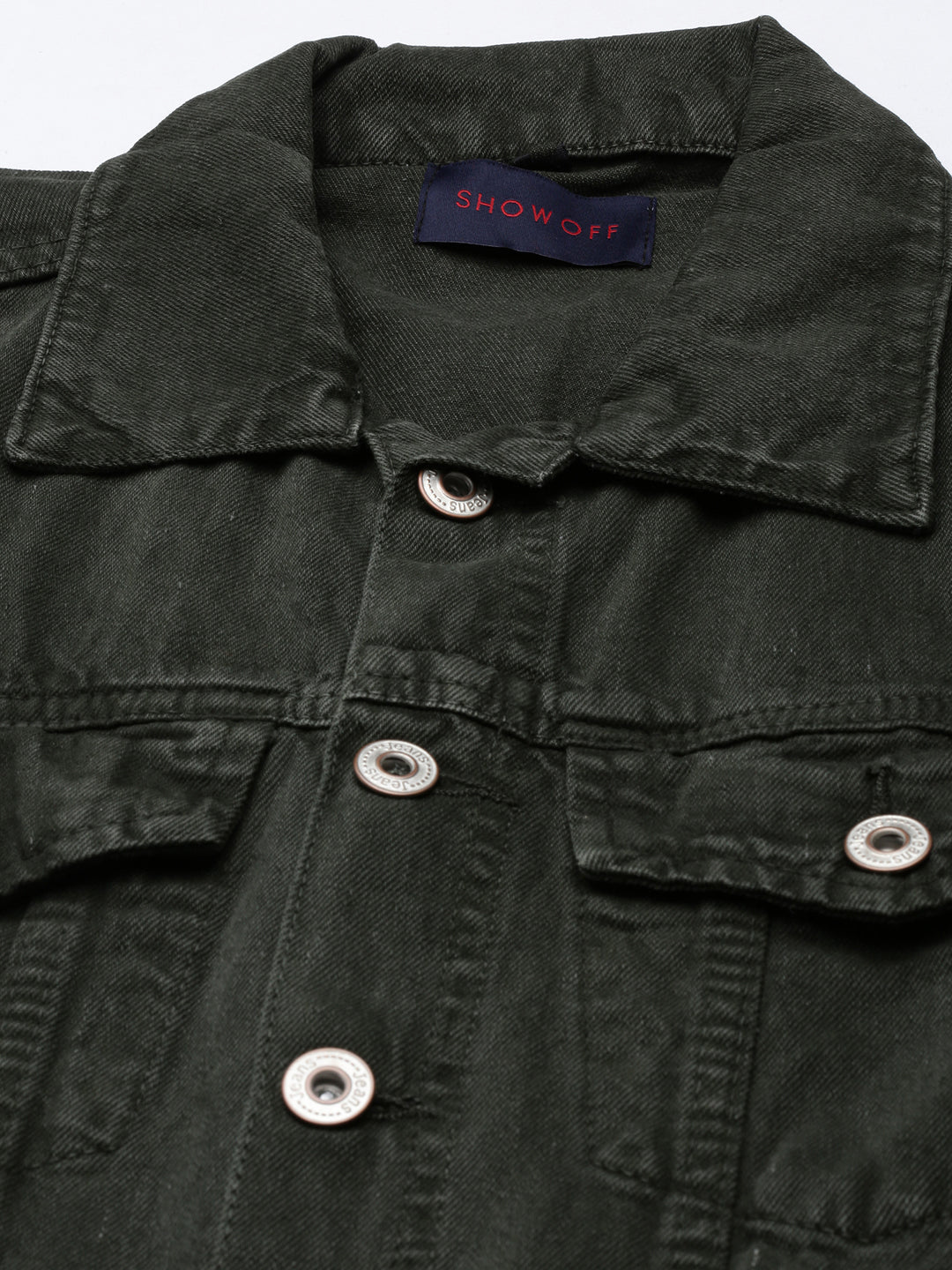 Women's Olive Shirt Collar Cotton Basic Jumpsuit