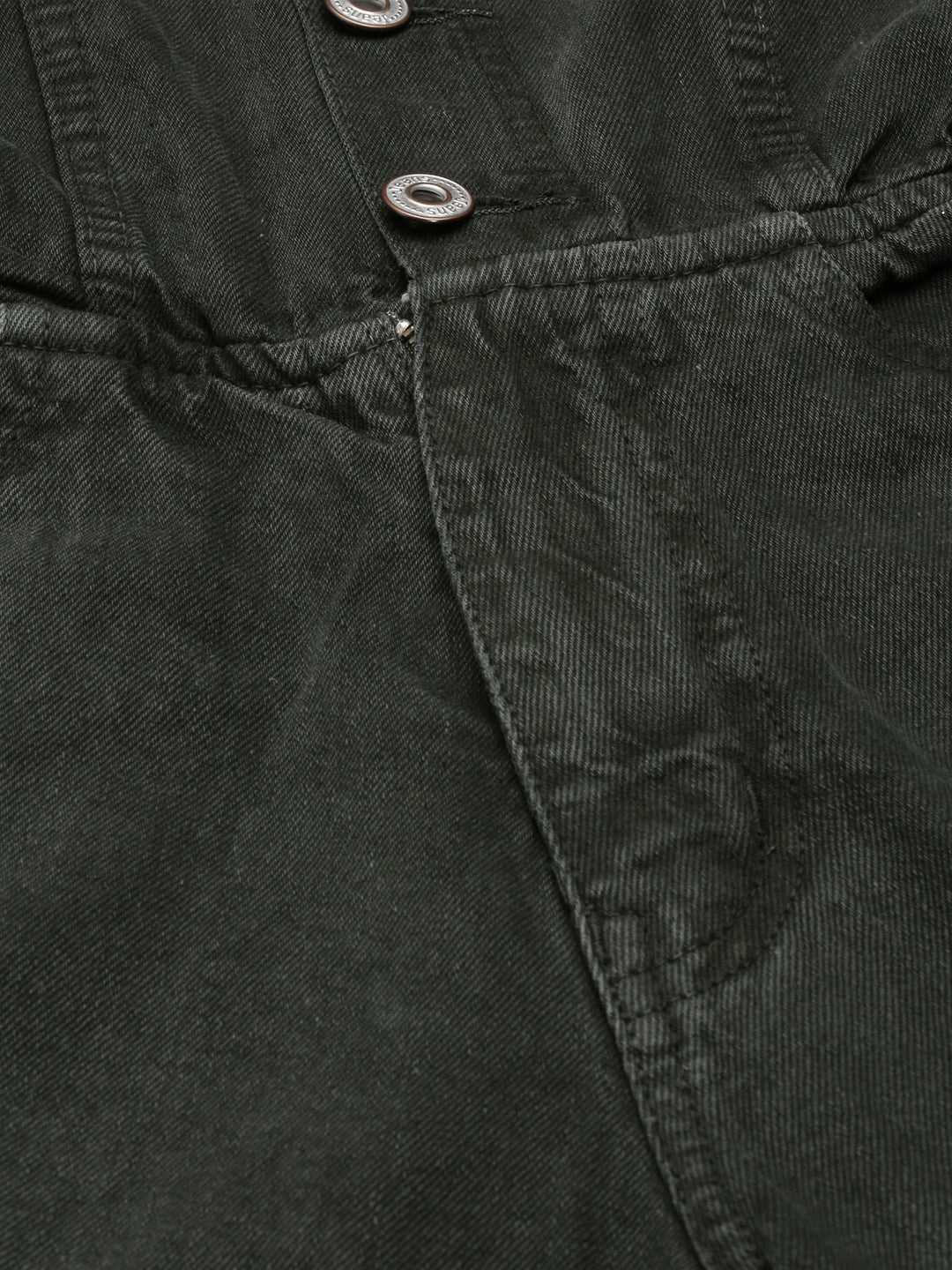 Women's Olive Shirt Collar Cotton Basic Jumpsuit