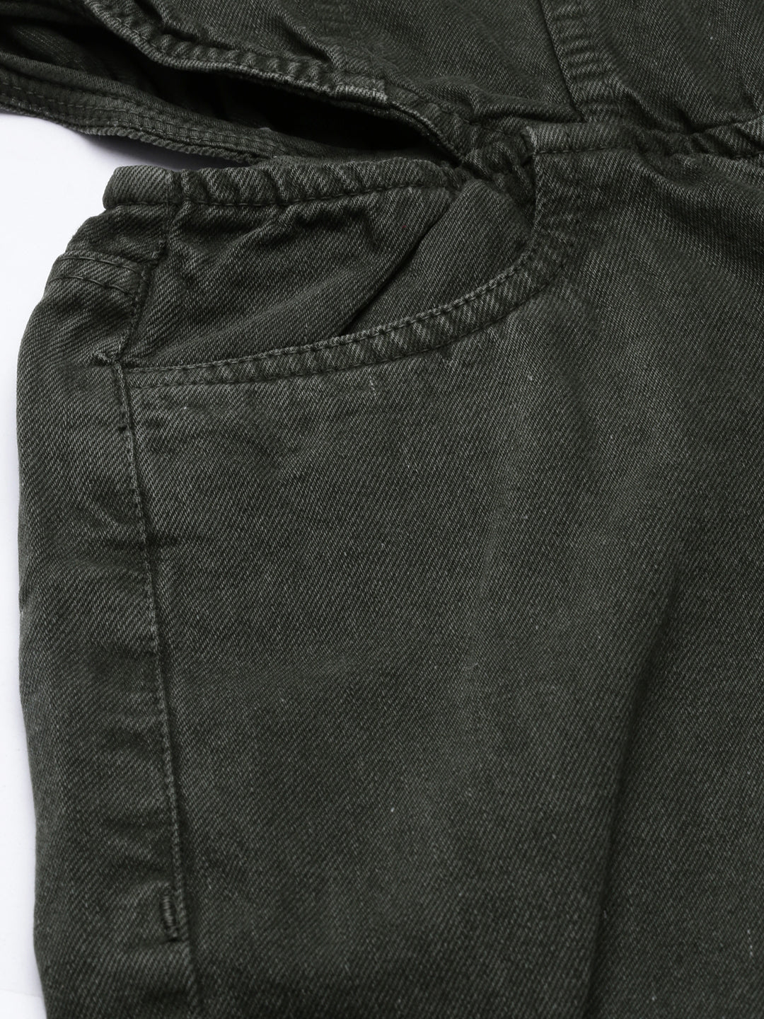 Women's Olive Shirt Collar Cotton Basic Jumpsuit