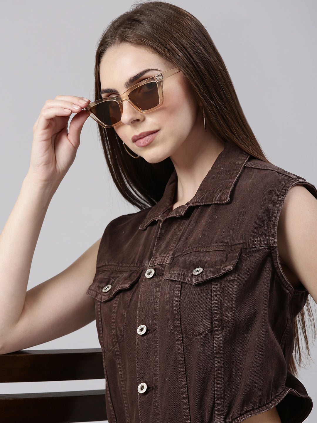 Women Solid Coffee Brown Basic Jumpsuit