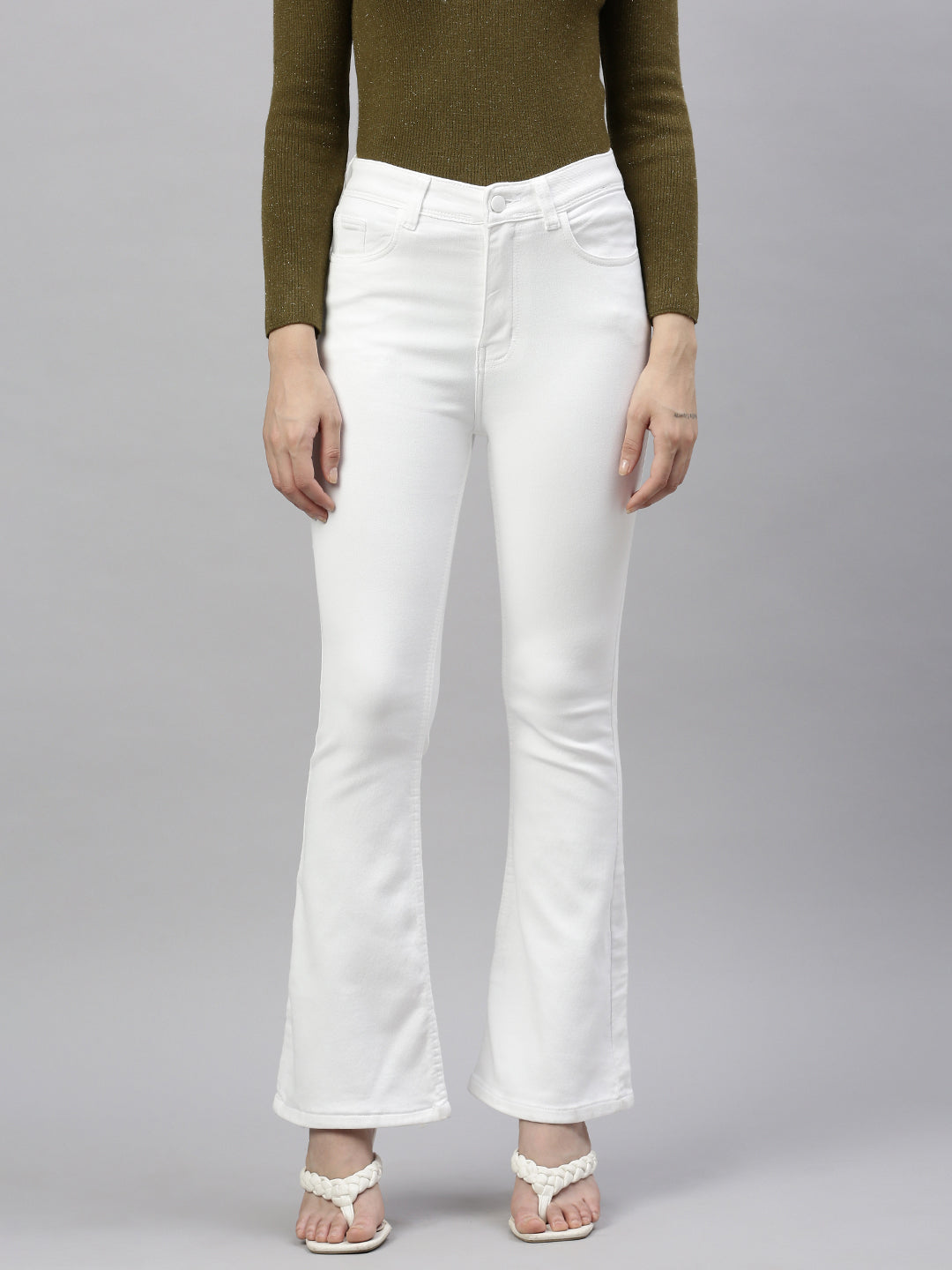 Women White Bootcut Jeans