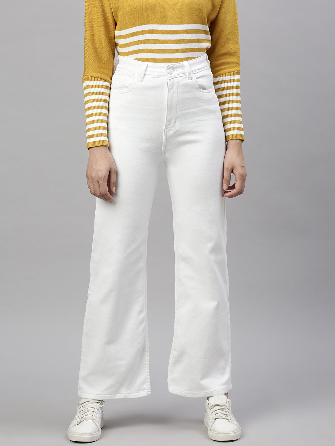 Women White Wide Leg Jeans