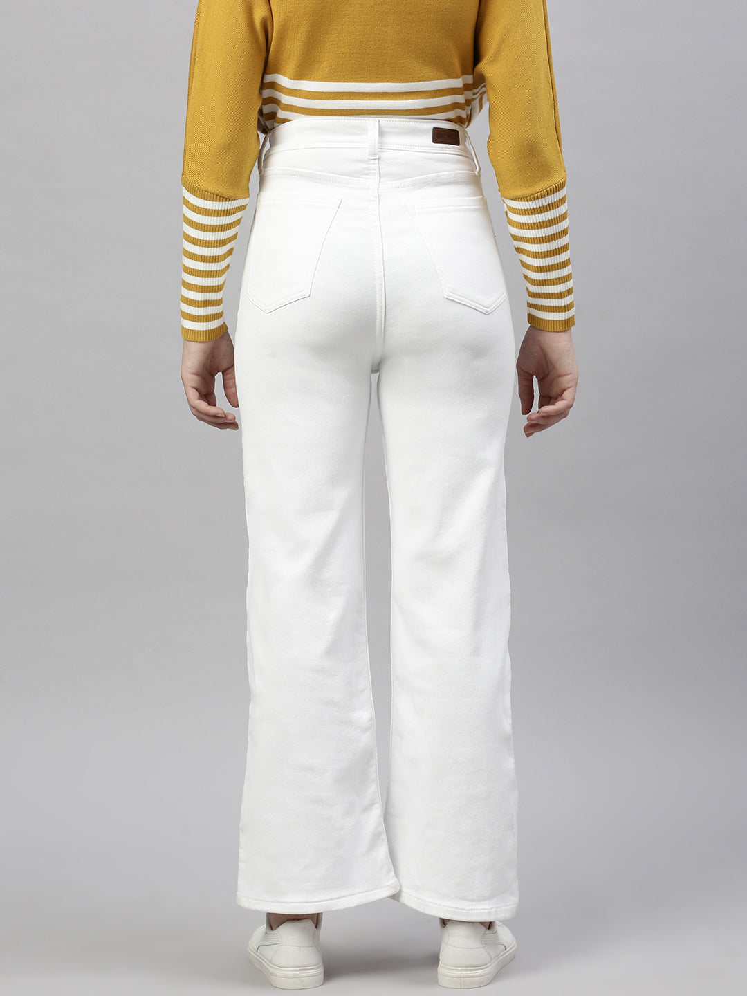 Women White Wide Leg Jeans