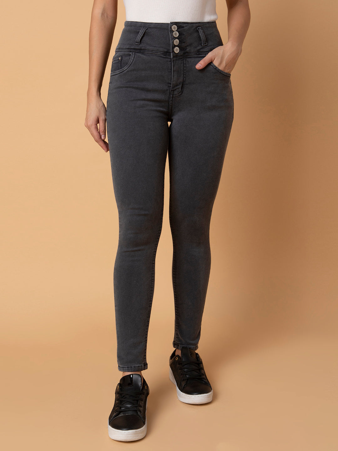 Women Grey Straight Fit Jeans