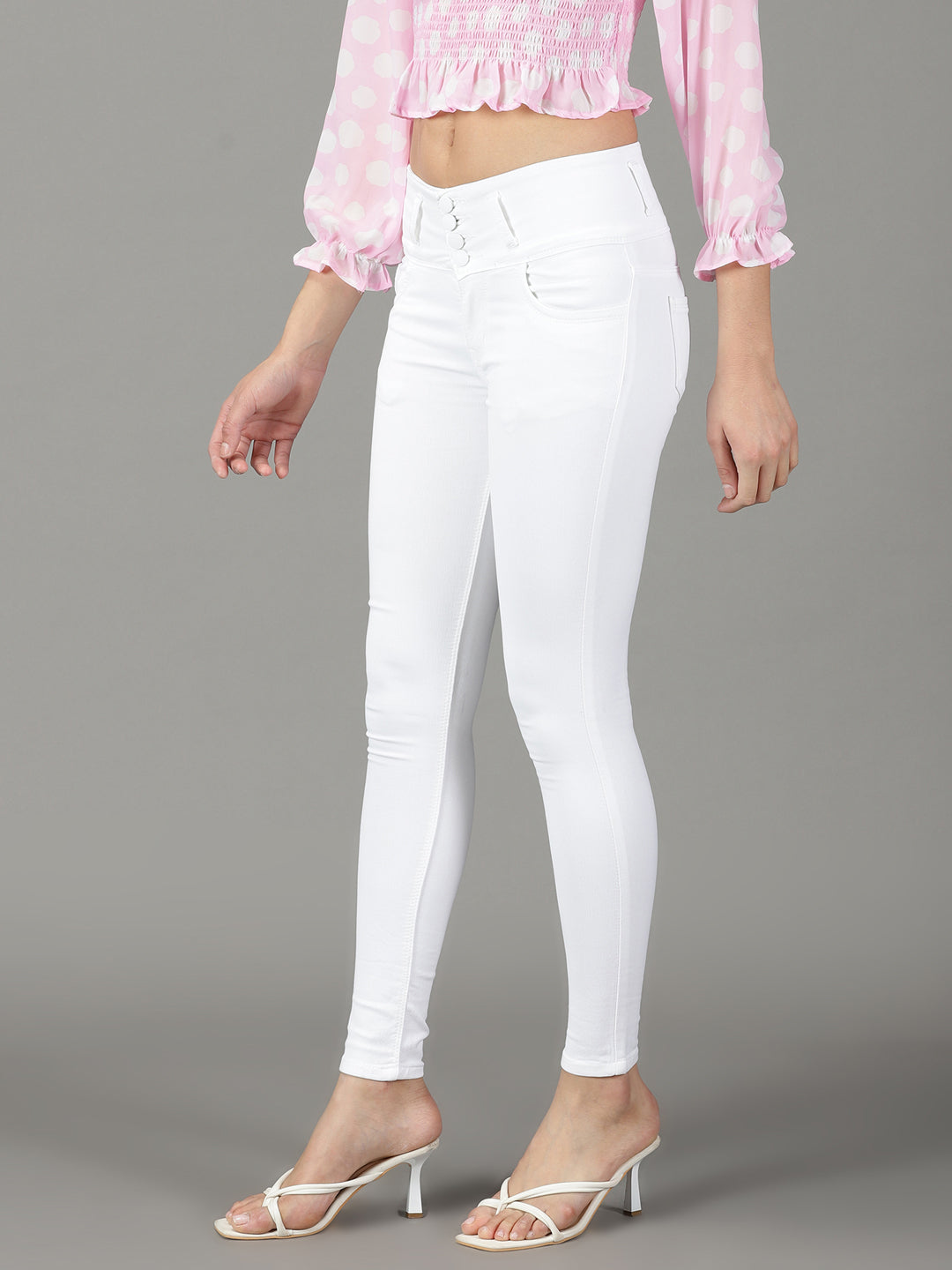 Women Solid White Skinny Fit Jeans