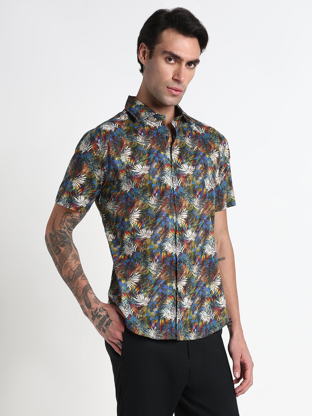 Men's Multi Floral Slim Fit Casual Shirt