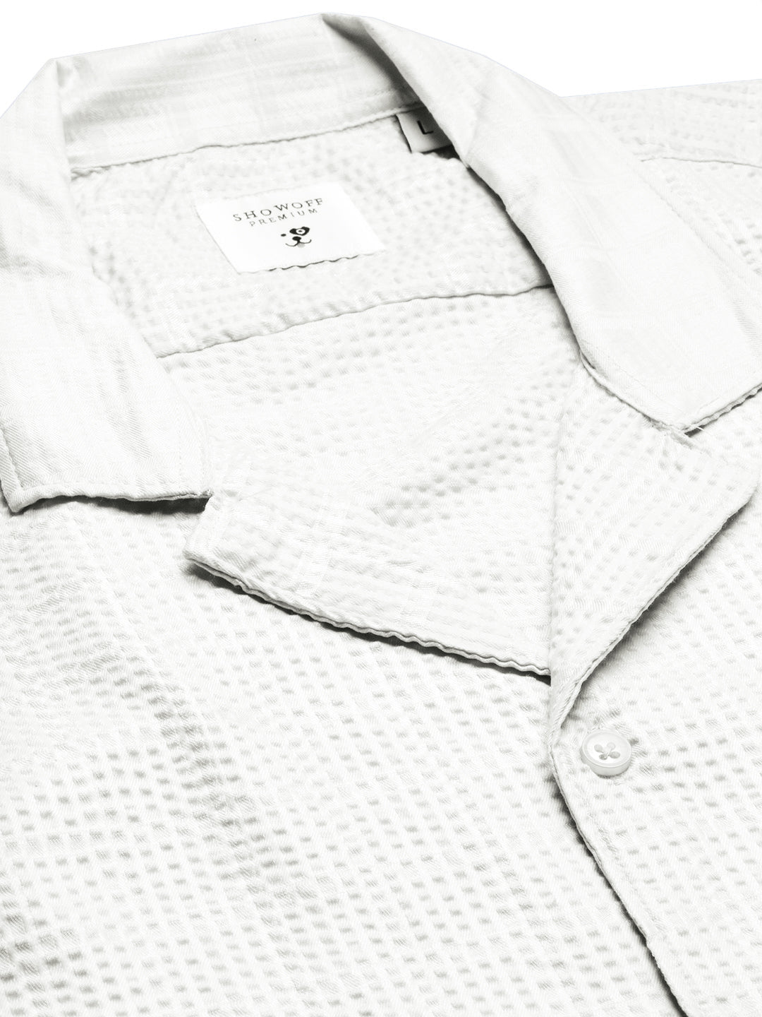 Men's White Cuban Collar Relaxed Fit Shirt