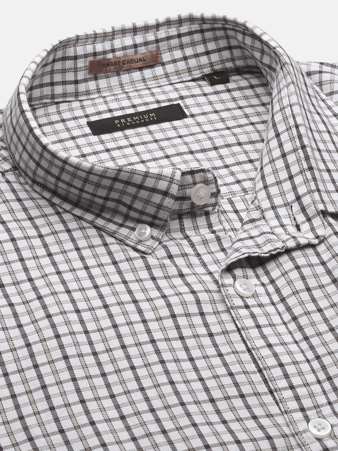 Men White Checked Slim Fit Shirt