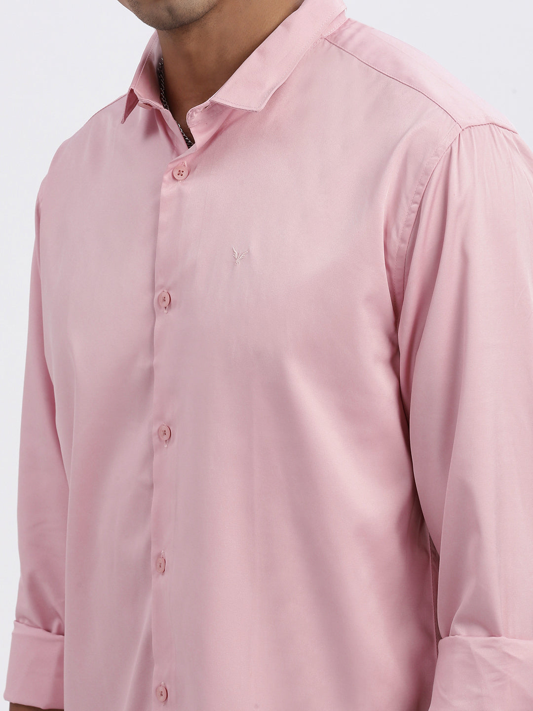 Men Peach Solid Slim Fit Shirt