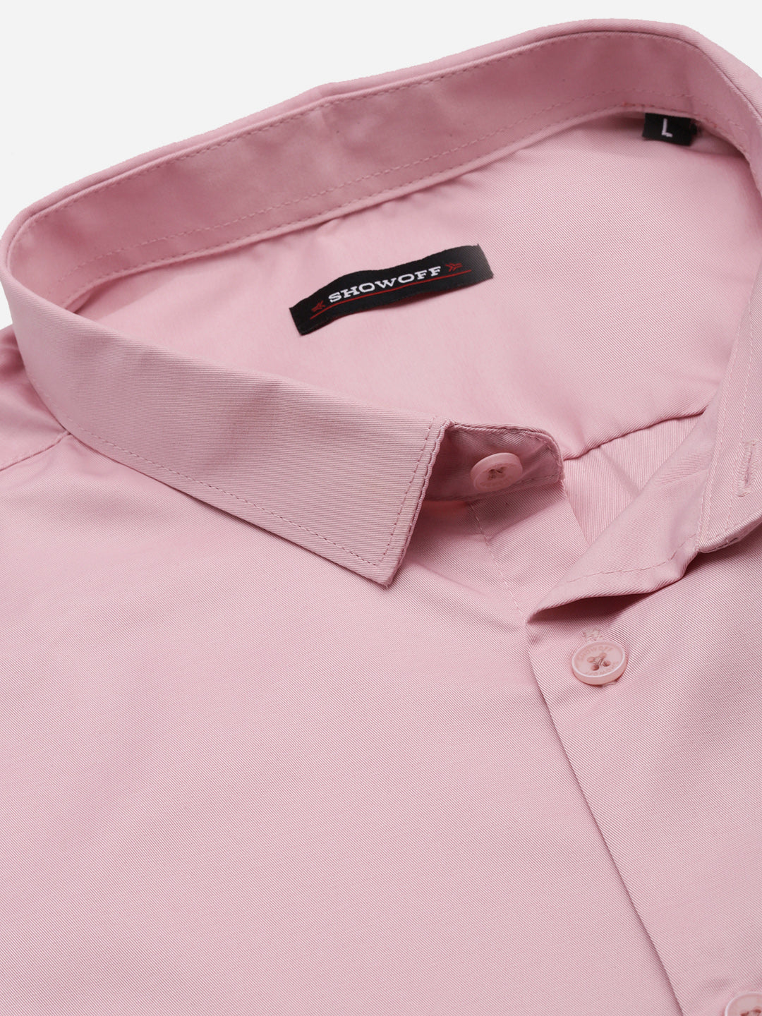 Men Peach Solid Slim Fit Shirt