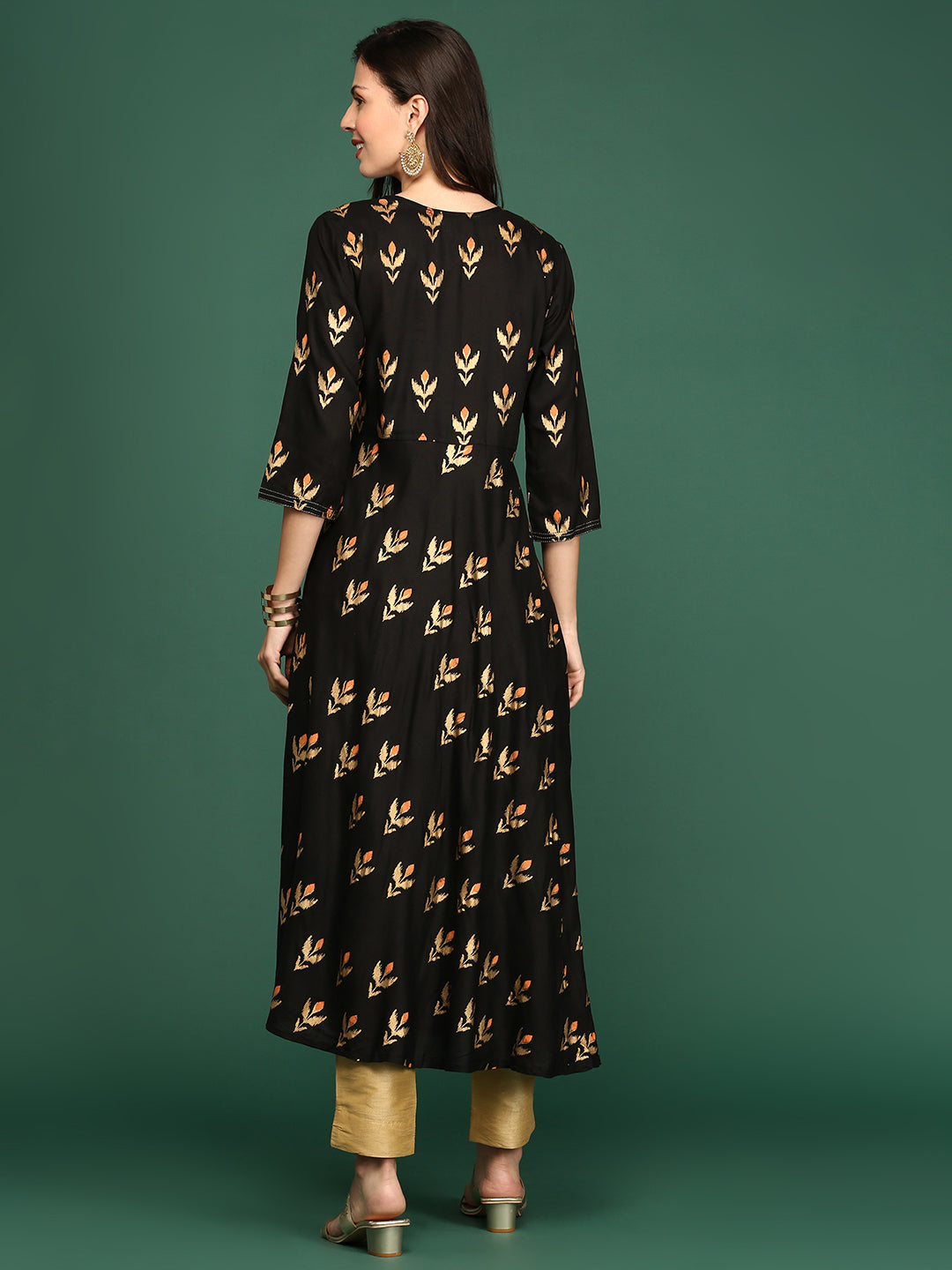 Women's Coffee Brown Printed A-Line Kurtas