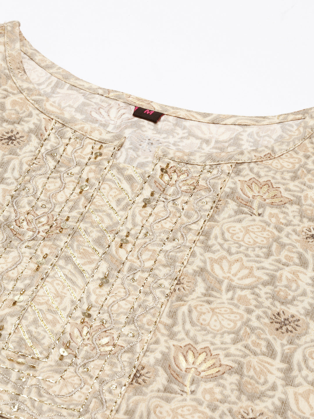 Women's Printed Beige Straight Kurta