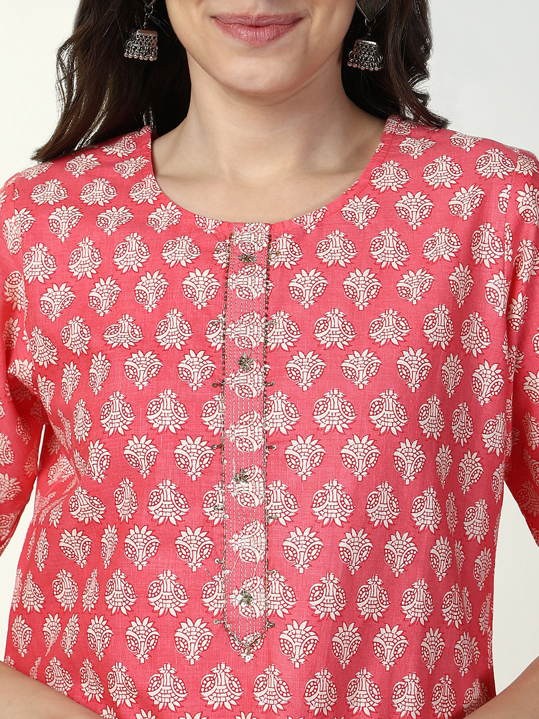 Women Coral Graphic Straight Kurta