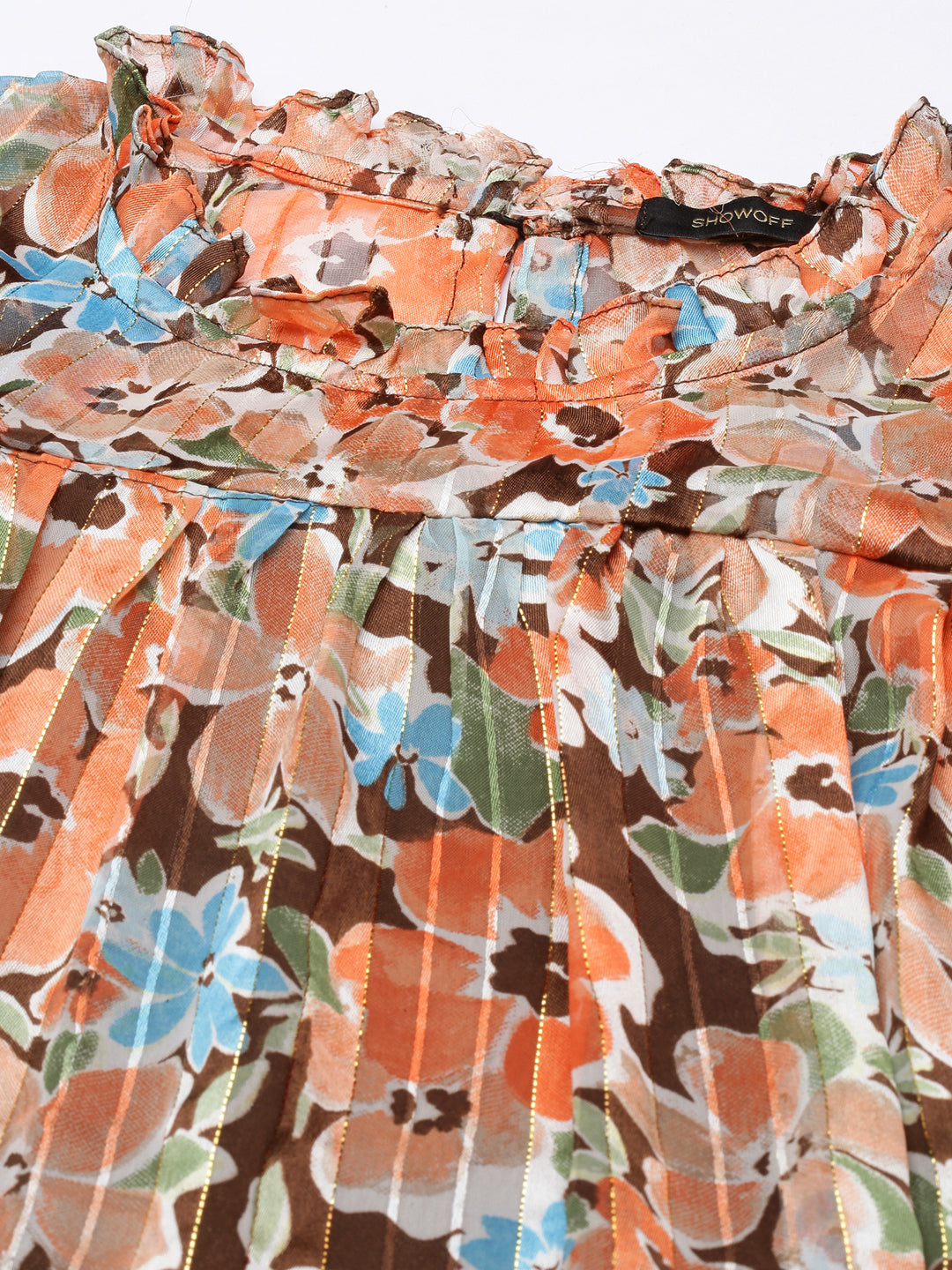 Women Orange Floral A Line Dress