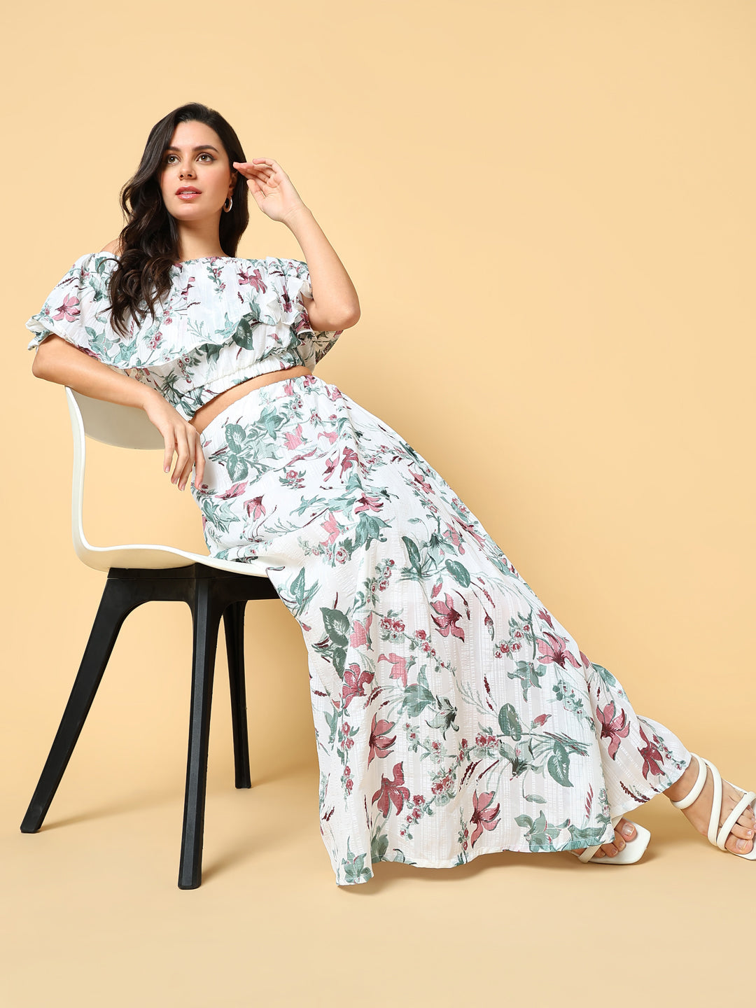 Women Green Printed Co Ords Set