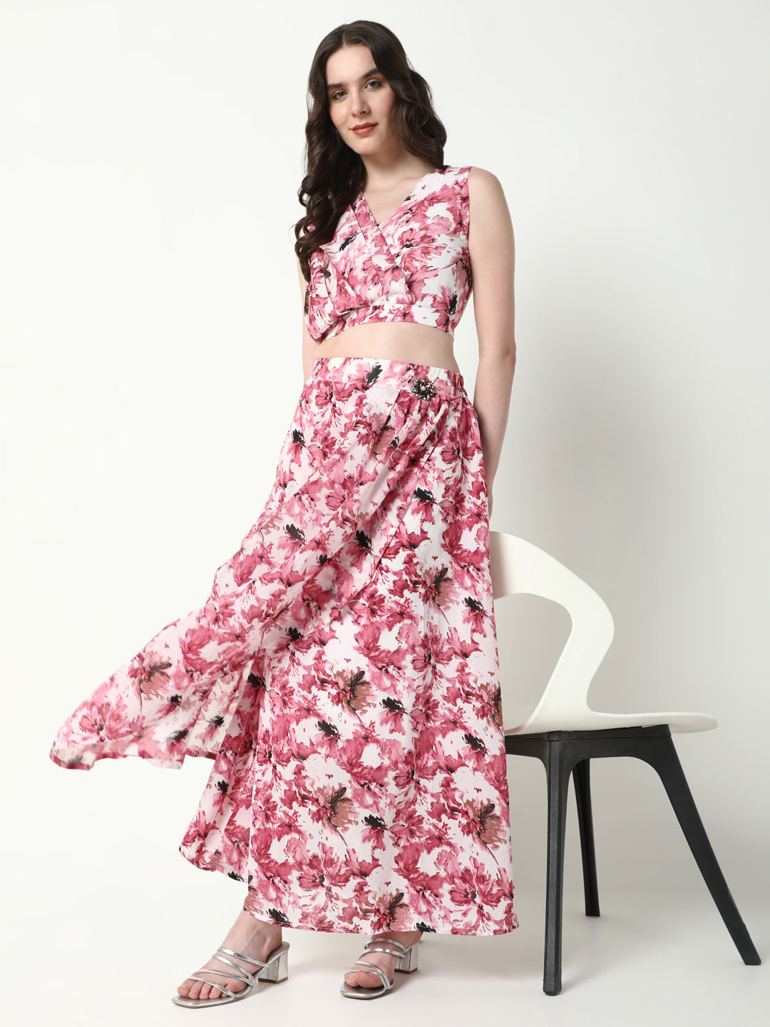 Women's Pink Printed Classic Co-Ords Set