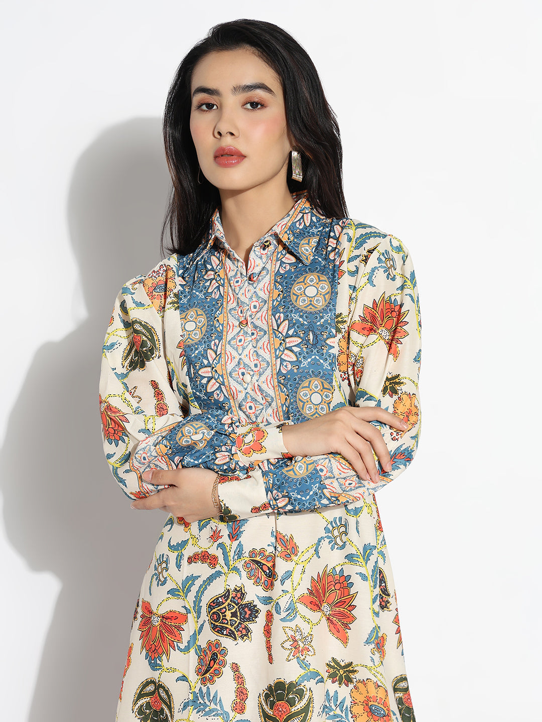 Women Multicolored Floral A-Line Dress