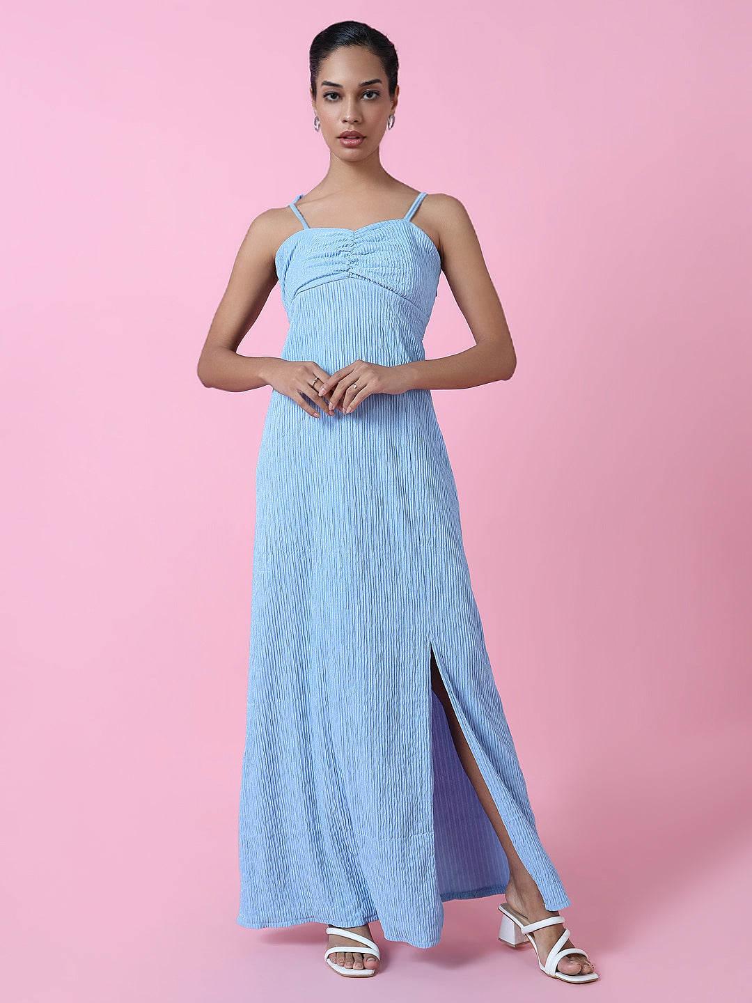 Women Blue Solid Maxi Dress