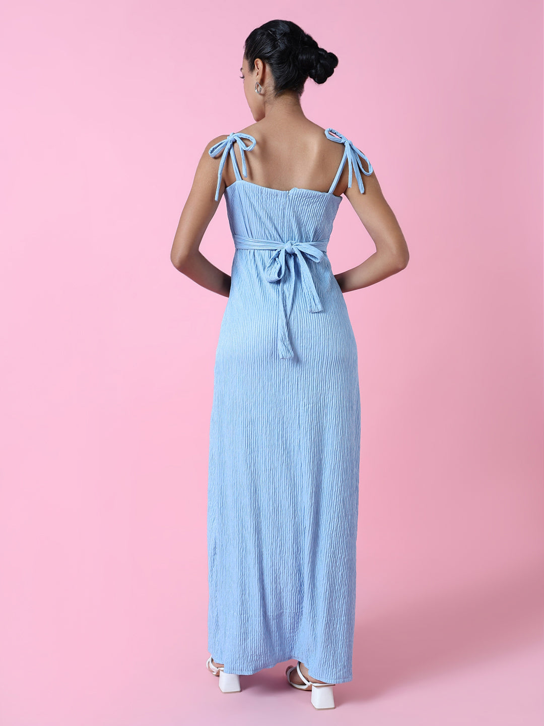 Women Blue Solid Maxi Dress