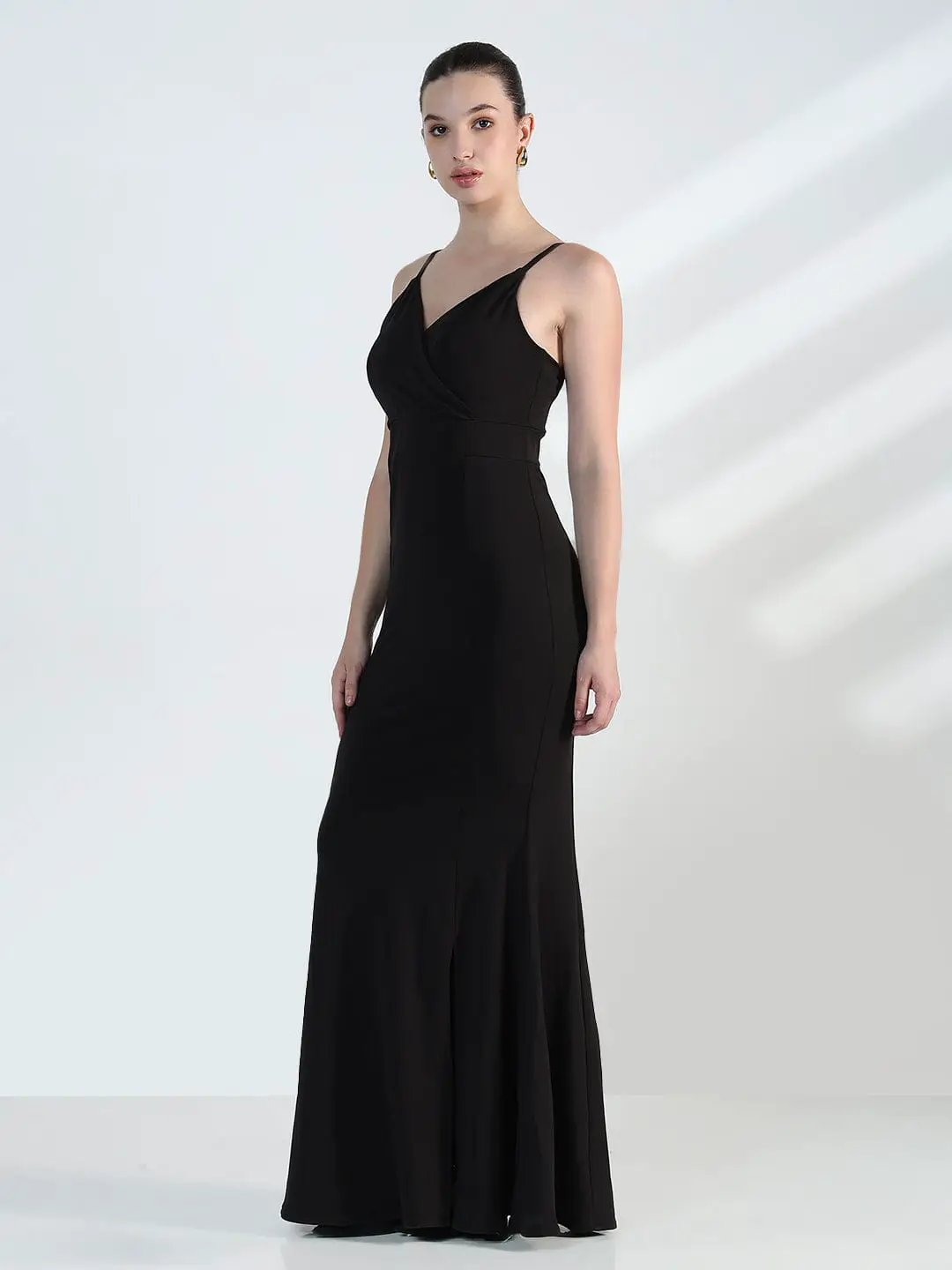 Women's Black Sleeveless Fish Cut Dress with Side Slit - from SHOWOFFFF