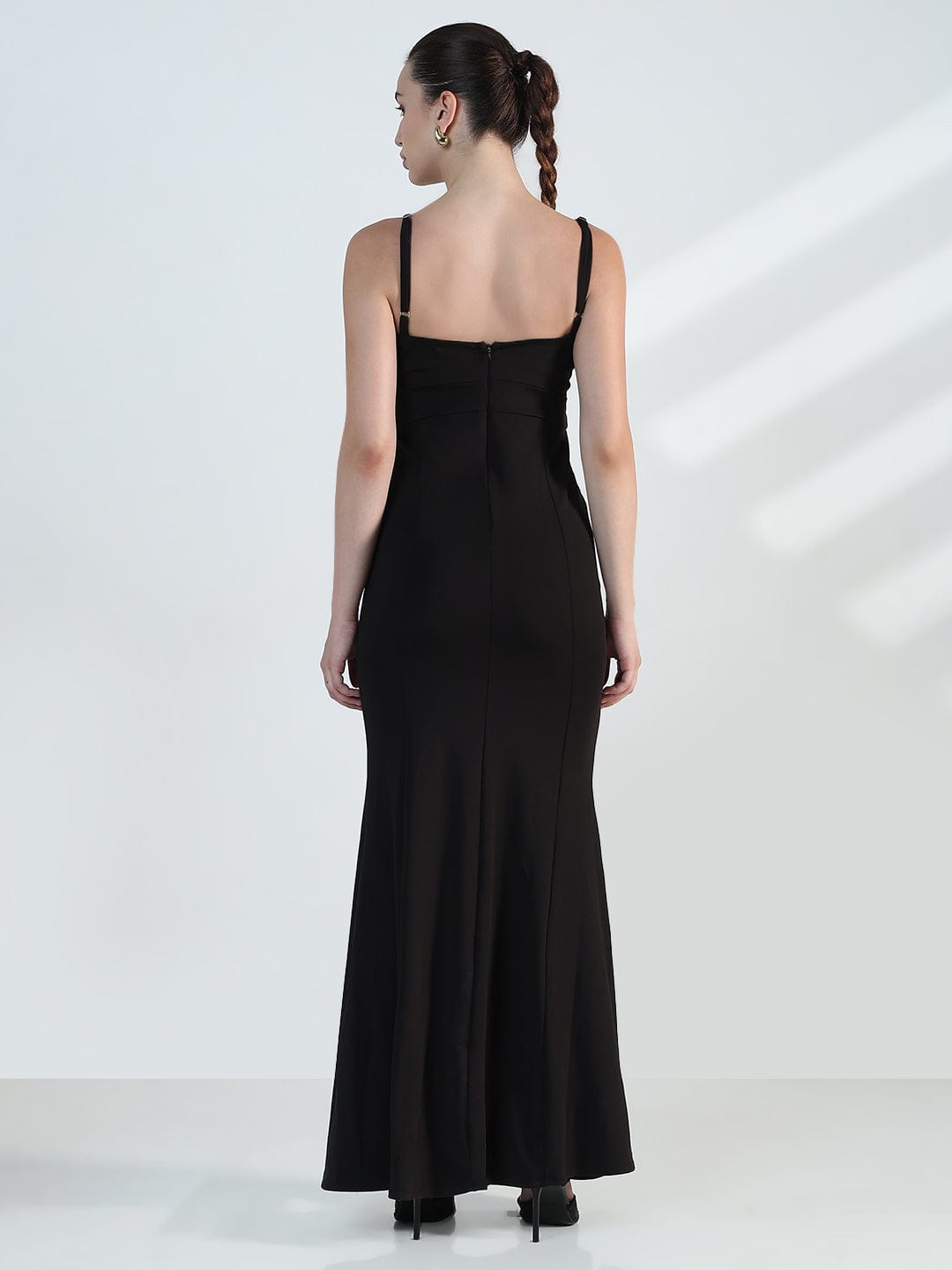 SIDE MARBELT LADY LIKE DRESS ブラック S Buy Black Side Slit V-Neck Rib Maxi Dress Online At Best