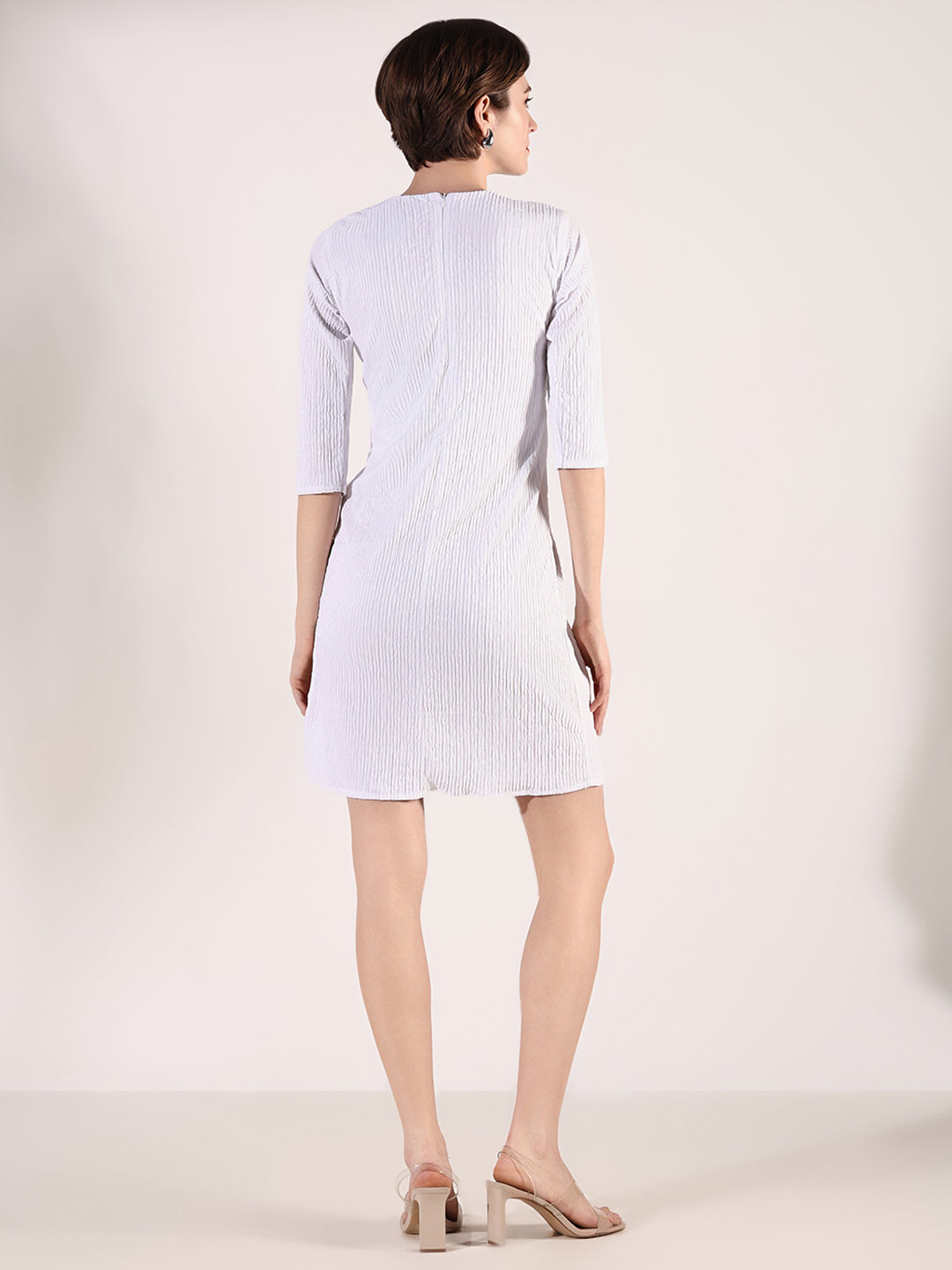 Women White Solid A Line Dress