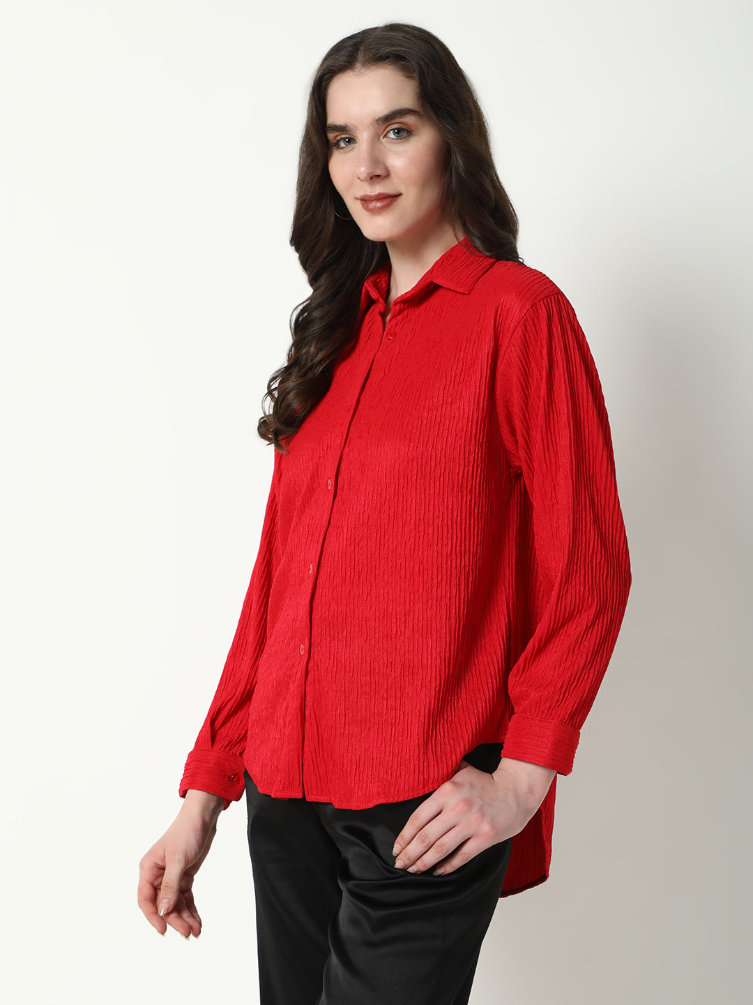 Women Red Solid Shirt